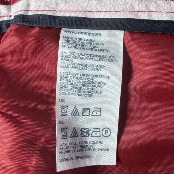 Tommy Hilfiger Red Jacquard Velvet-Like Trousers Size 6 | Textured Dress Pants - Picture 7 of 10